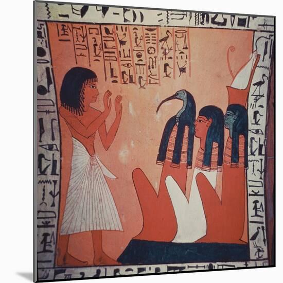 Tomb Painting Depicting the Departed before Osiris, Isis, and Thoth (Fresco)-Egyptian 2nd Dynasty-Mounted Giclee Print