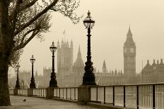 Big Ben And Houses Of Parliament, London In Fog-tombaky-Stretched Canvas