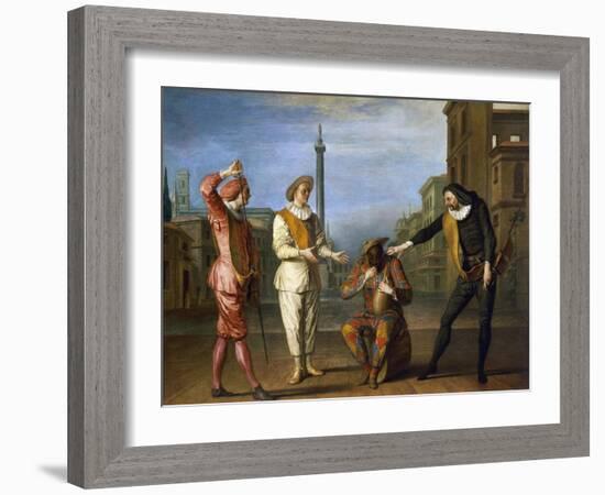 Tombeaux of Maitre Andre, Scene from Commedia Dell'Arte-Claude Gillot-Framed Giclee Print