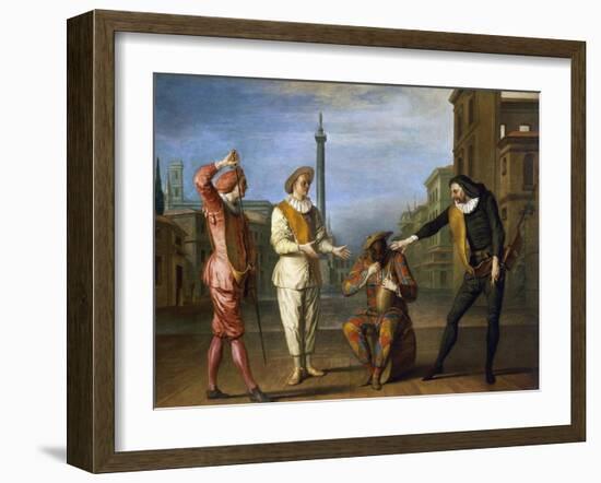 Tombeaux of Maitre Andre, Scene from Commedia Dell'Arte-Claude Gillot-Framed Giclee Print