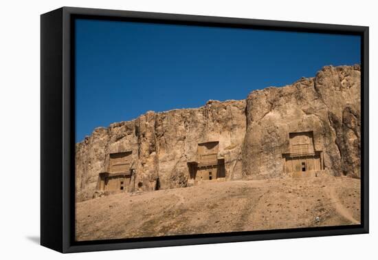 Tombs of Darius II, Ataxerxes I and Darius the Great, Naqsh-e Rostam Necropolis, near Persepolis, I-James Strachan-Framed Premier Image Canvas