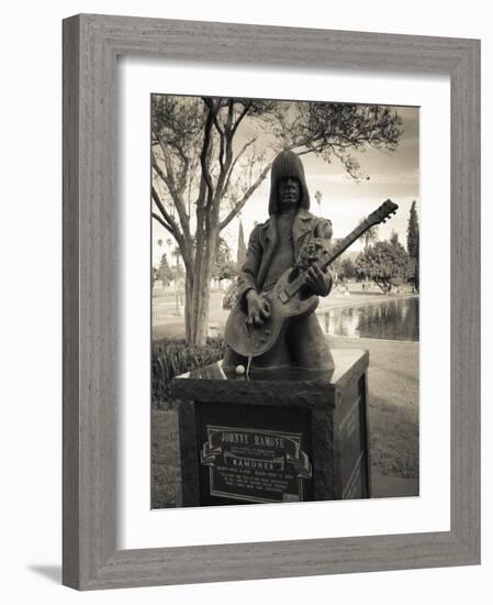 Tombstone of Johnny Ramone in Hollywood Forever Cemetery, Santa Monica Boulevard, Hollywood-null-Framed Photographic Print