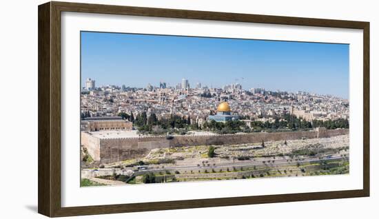 Tombstones on the Mount of Olives with the Old City in background, Jerusalem, Israel, Middle East-Alexandre Rotenberg-Framed Photographic Print