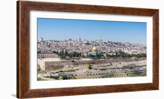 Tombstones on the Mount of Olives with the Old City in background, Jerusalem, Israel, Middle East-Alexandre Rotenberg-Framed Photographic Print