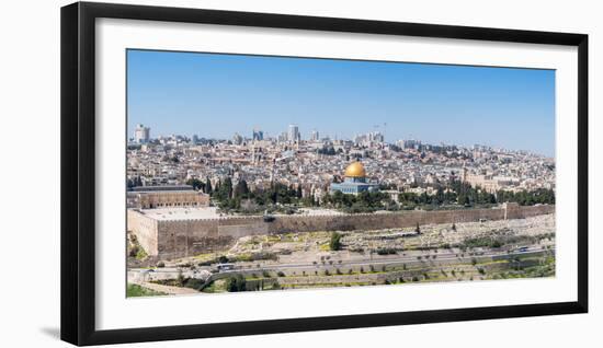 Tombstones on the Mount of Olives with the Old City in background, Jerusalem, Israel, Middle East-Alexandre Rotenberg-Framed Photographic Print