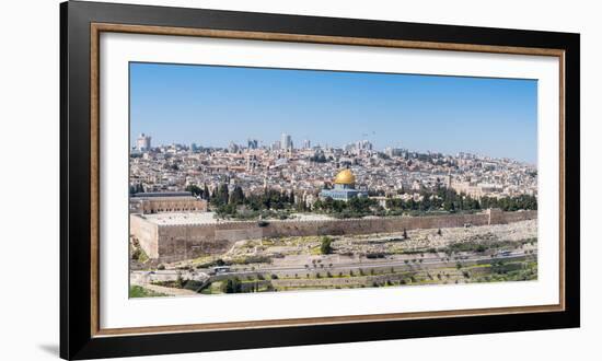 Tombstones on the Mount of Olives with the Old City in background, Jerusalem, Israel, Middle East-Alexandre Rotenberg-Framed Photographic Print