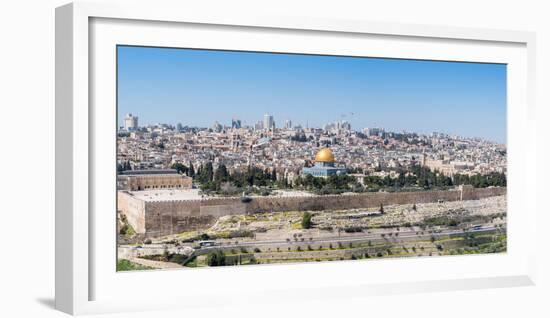 Tombstones on the Mount of Olives with the Old City in background, Jerusalem, Israel, Middle East-Alexandre Rotenberg-Framed Photographic Print