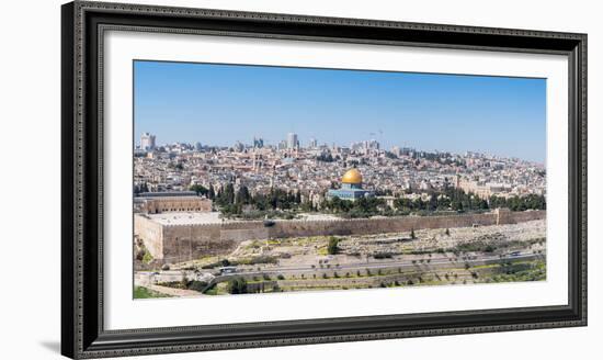 Tombstones on the Mount of Olives with the Old City in background, Jerusalem, Israel, Middle East-Alexandre Rotenberg-Framed Photographic Print