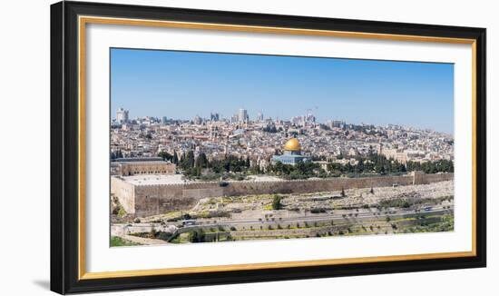 Tombstones on the Mount of Olives with the Old City in background, Jerusalem, Israel, Middle East-Alexandre Rotenberg-Framed Photographic Print
