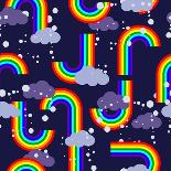 Clouds and Rainbow Cartoon Wallpaper-tomka-Framed Premium Giclee Print