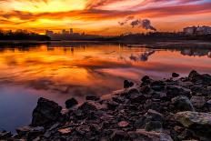 Sunrise on A Sandy Shoreline of Longview Lake in Kansas City-tomofbluesprings-Photographic Print