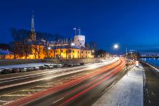 Riga's skyline at night in winter, Old Town, Riga, Latvia-Toms Auzins-Photographic Print