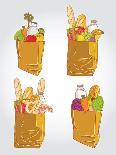 Paper Bag With Food Bread And Fruits, Vegetable-tomuato-Premium Giclee Print