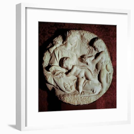 Tondo Taddei, Circular Stone Sculptured Panel (1475-1564)-Michelangelo Buonarroti-Framed Giclee Print