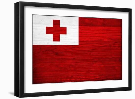 Tonga Flag Design with Wood Patterning - Flags of the World Series-Philippe Hugonnard-Framed Art Print