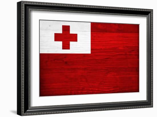 Tonga Flag Design with Wood Patterning - Flags of the World Series-Philippe Hugonnard-Framed Art Print