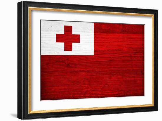 Tonga Flag Design with Wood Patterning - Flags of the World Series-Philippe Hugonnard-Framed Art Print