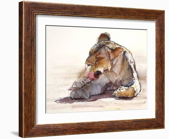 Tongue Bath, 2019, (conté and pastel on paper)-Mark Adlington-Framed Giclee Print