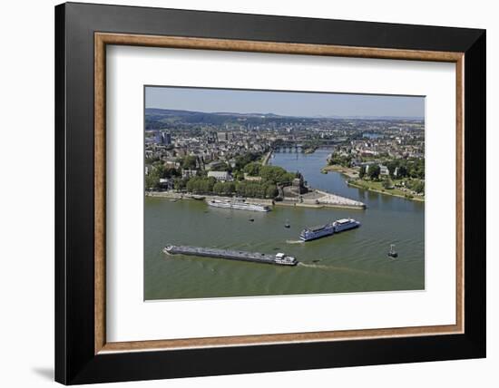 Tongue of Land at Deutsches Eck (German Corner), Koblenz, Rhineland-Palatinate, Germany, Europe-Hans-Peter Merten-Framed Photographic Print