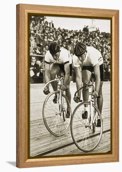 Toni Merkens and Albert Sellinger Starting the 1000 Metre Bike Race at the Berlin Olympic Games,?-German photographer-Framed Premier Image Canvas