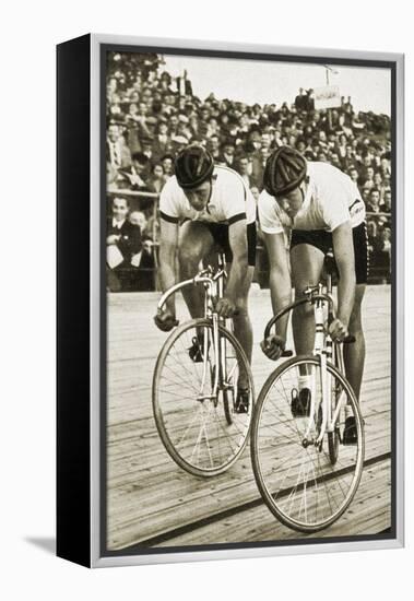 Toni Merkens and Albert Sellinger Starting the 1000 Metre Bike Race at the Berlin Olympic Games,?-German photographer-Framed Premier Image Canvas