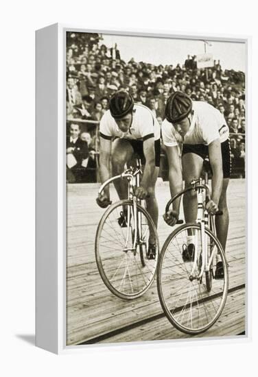 Toni Merkens and Albert Sellinger Starting the 1000 Metre Bike Race at the Berlin Olympic Games,?-German photographer-Framed Premier Image Canvas