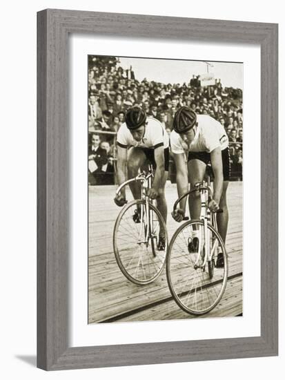 Toni Merkens and Albert Sellinger Starting the 1000 Metre Bike Race at the Berlin Olympic Games,?-German photographer-Framed Photographic Print