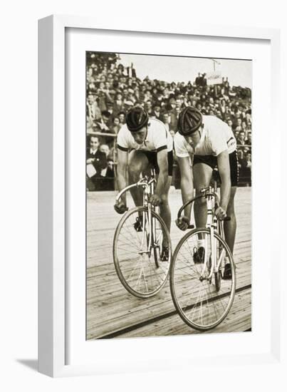 Toni Merkens and Albert Sellinger Starting the 1000 Metre Bike Race at the Berlin Olympic Games,?-German photographer-Framed Photographic Print