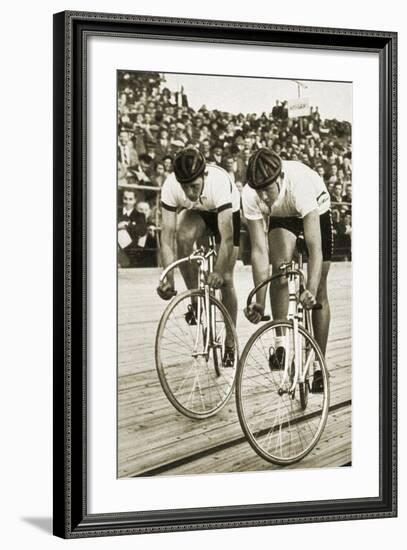 Toni Merkens and Albert Sellinger Starting the 1000 Metre Bike Race at the Berlin Olympic Games,?-German photographer-Framed Photographic Print