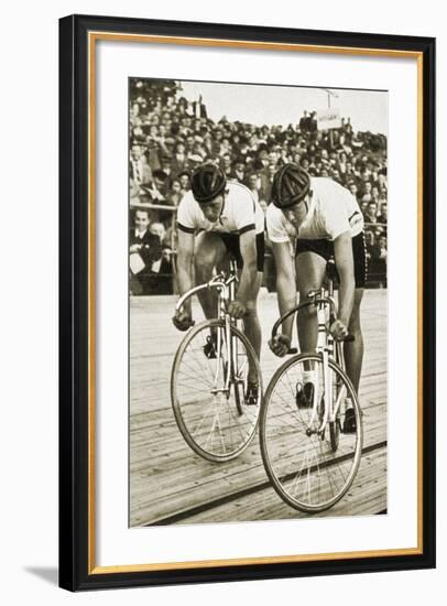 Toni Merkens and Albert Sellinger Starting the 1000 Metre Bike Race at the Berlin Olympic Games,?-German photographer-Framed Photographic Print