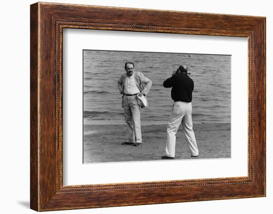 Tonino Guerra Poses before a Photographer at the Seaside-null-Framed Photographic Print
