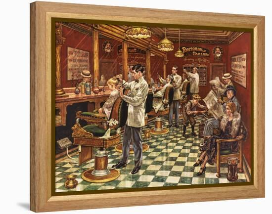 Tonsorial Parlor-Lee Dubin-Framed Premier Image Canvas