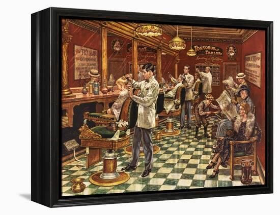 Tonsorial Parlor-Lee Dubin-Framed Premier Image Canvas