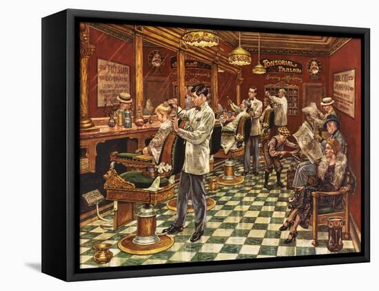 Tonsorial Parlor-Lee Dubin-Framed Premier Image Canvas