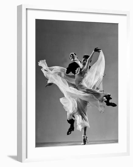 Tony and Sally Demarco, Ballroom Dance Team Performing-Gjon Mili-Framed Photographic Print