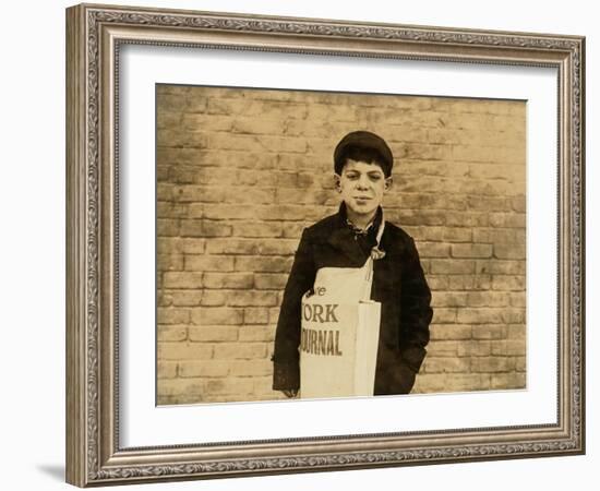 Tony Casale known as 'Bologna' Aged 11, Selling Papers for 4 Years, 1909-Lewis Wickes Hine-Framed Photographic Print