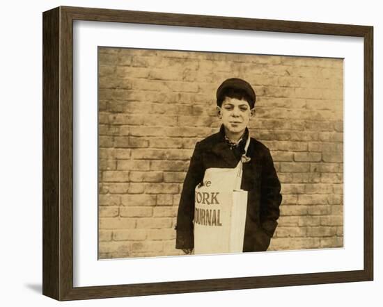 Tony Casale known as 'Bologna' Aged 11, Selling Papers for 4 Years, 1909-Lewis Wickes Hine-Framed Photographic Print