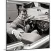 Tony Curtis Sitting in a 1938 Green Bentley Driven in the James Bond Film "From Russia with Love"-null-Mounted Photographic Print
