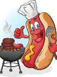 Hot Dog Chef Cartoon Grilling Burgers-Tony Oshlick-Art Print