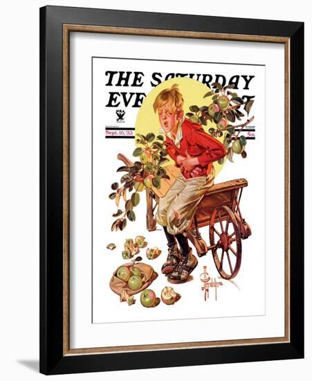 "Too Many Green Apples," Saturday Evening Post Cover, September 16, 1933-Joseph Christian Leyendecker-Framed Giclee Print