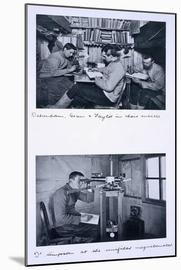 Top: Debenham, Gran and Taylor in their Cubicle. Bottom: Dr Simpson at the Unifilar Magnetometer-Herbert Ponting-Mounted Giclee Print