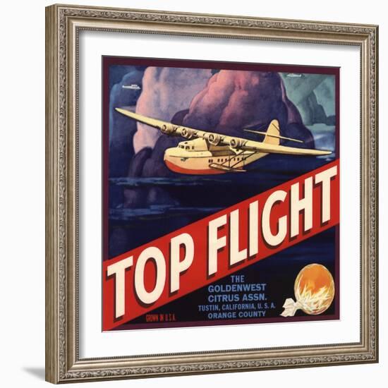Top Flight Brand - Tustin, California - Citrus Crate Label-Lantern Press-Framed Art Print