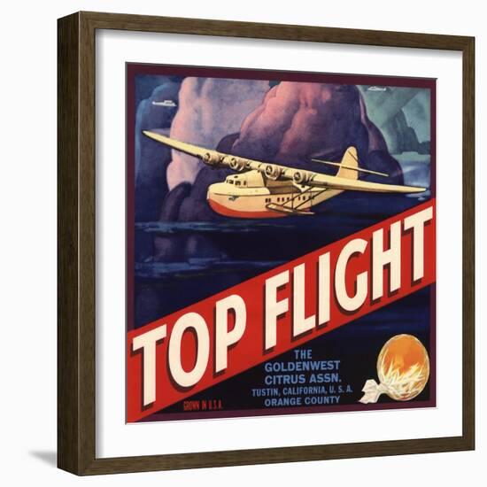 Top Flight Brand - Tustin, California - Citrus Crate Label-Lantern Press-Framed Art Print