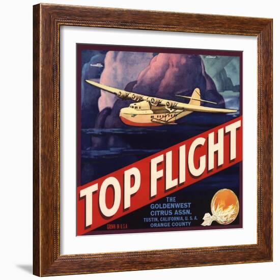 Top Flight Brand - Tustin, California - Citrus Crate Label-Lantern Press-Framed Art Print