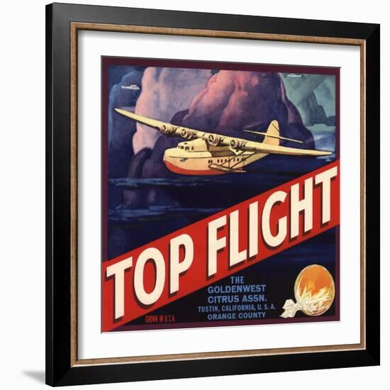 Top Flight Brand - Tustin, California - Citrus Crate Label-Lantern Press-Framed Art Print
