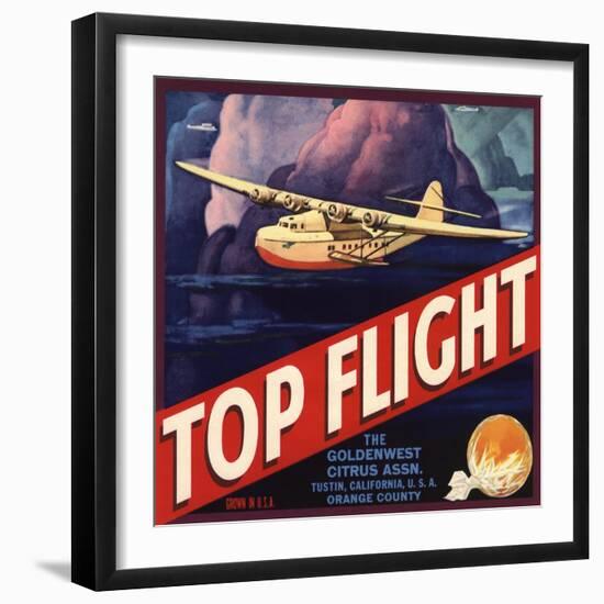 Top Flight Brand - Tustin, California - Citrus Crate Label-Lantern Press-Framed Art Print