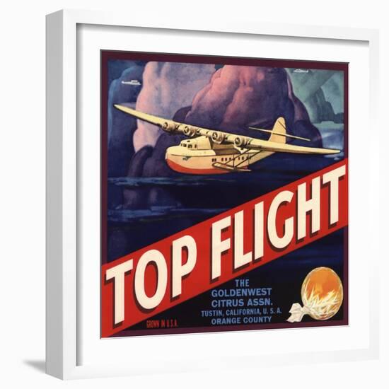 Top Flight Brand - Tustin, California - Citrus Crate Label-Lantern Press-Framed Art Print