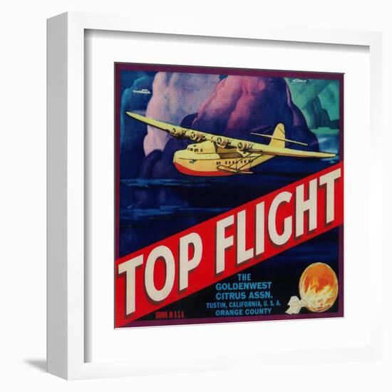 Top Flight Orange Label - Tustin, CA-Lantern Press-Framed Art Print