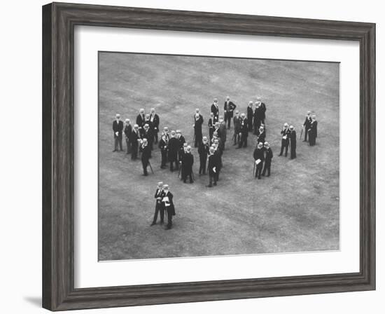 Top Hatted British Upper Class Ushers Standing in a Group at a Royal Garden Party-Mark Kauffman-Framed Photographic Print