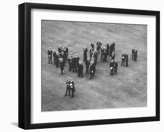 Top Hatted British Upper Class Ushers Standing in a Group at a Royal Garden Party-Mark Kauffman-Framed Photographic Print